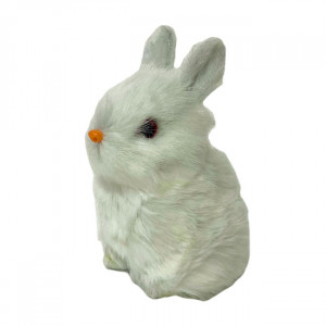 Decoratiune pentru Paste, iepuras cu aspect realist, Alb 12cm x 7cm