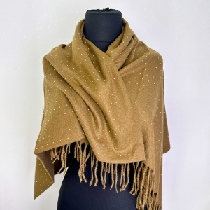 Esarfa Cashmere Sparkle, pentru femei, in cutie cadou, Maro caramel - Img 3