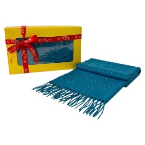 Esarfa dama Cashmere Sparkle, pentru femei, in cutie eleganta, turcoaz