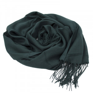 Esarfa tip sal, din material subtire cu casmir, in cutie cadou, Verde inchis, 178x72 cm - Img 3