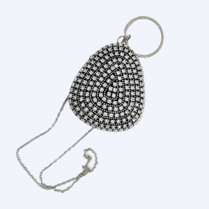 Geanta de ocazie, Glitter Drop, cu maner rotund fix si lant detasabil, Negru2