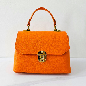 Geanta eleganta, Glamour Style, din piele naturala, business si curea detasabila, Orange