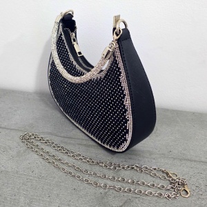 Geanta mini FIZ HOBO, pentru evenimente, cu toarta detasabila, Negru - Img 4