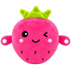 Jucarie de plus interactiva si muzicala Capsuna, cu senzor tactil, roz neon, 18 cm, 3 ani+ - Img 4