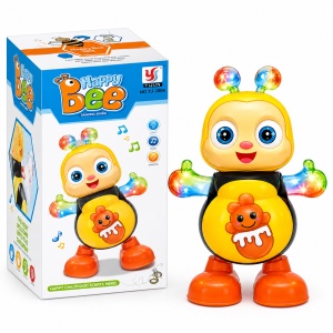 Jucarie interactiva Happy Bee, albinuta dansatoare cu muzica si lumini, 21 cm - Img 3