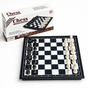Mini joc de sah magnetic pliabil, cu tabla si piese, 17x9x3 cm - Img 5