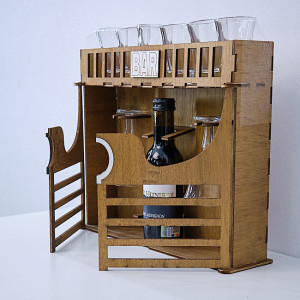 Minibar din Lemn 'Eleganță Rustică' cu Suport pentru Pahare și Sticlă