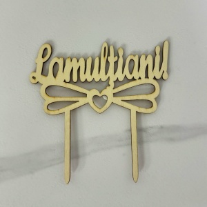 Ornament decorativ din lemn cu mesajul "La Multi Ani"
