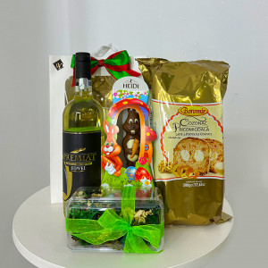 Pachet cadou Paste Easter Delight cu vin Jidvei Premiat, cozonac Boromir si iepuras de cicocolata Heidi - Img 3