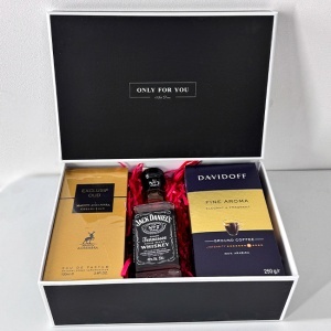 Pachet Goldishold pentru barbati, cafea Davidoff Fine 250gr, Whiskey Jack Daniel's 200ml, parfum arabesc Maison Alhambra Exclusif Oud, Unisex 100ml - Img 6