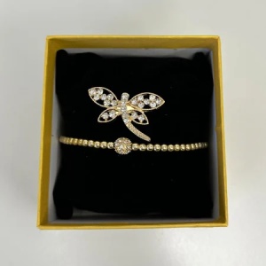 Pachet Martisor 3 seturi premium bratara si brosa libelula, ambalate individual in cutii elegante - Img 4