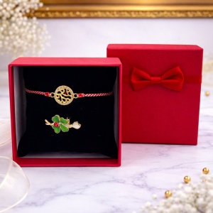 Pachet Martisor 3 seturi premium bratara si brosa trifoi, ambalate individual in cutii elegante - Img 5