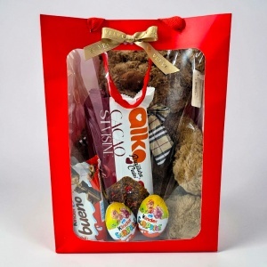 Pachet pentru copii Sweet Hug, ursulet de plus maro si mix dulciuri Kinder & Alka - Img 7