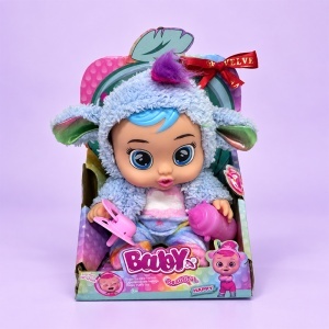 Papusa bebelus Baby Lovely cu sunete, biberon si suzeta, costum albastru cu gluga si urechiuse, 3 ani+ - Img 2