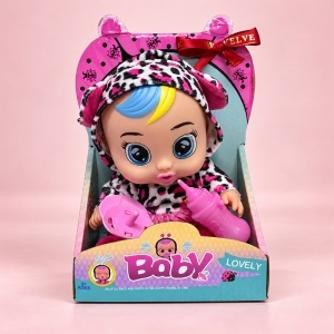 Papusa bebelus Baby Lovely cu sunete, biberon si suzeta, imprimeu leopard, 3 ani+ - Img 2