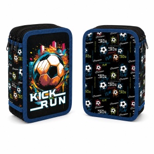 Penar echipat Fotbal Kick Run, 3 fermoare, 38 piese, negru-albastru