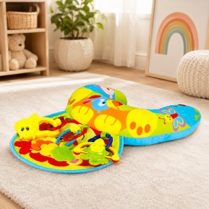 Perna de activitati pentru bebelusi, cu girafa si jucarii interactive, multicolor - Img 4