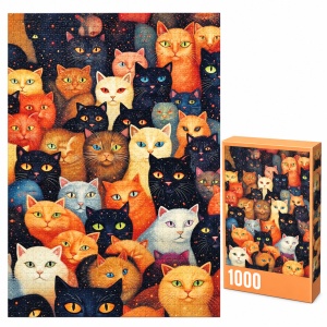 Puzzle cu Pisici colorate, 1000 piese, multicolor
