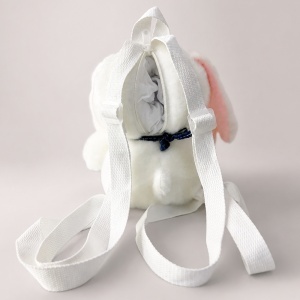 Rucsac jucarie din plus Iepurasul Snowy, cu bretele reglabile, buzunar cu fermoar si bandana, alb ultra-soft - Img 3