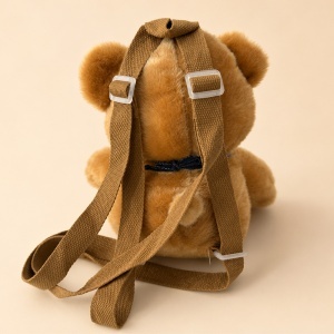 Rucsac jucarie din plus Ursuletul Teddy, cu bretele reglabile, buzunar cu fermoar si bandana, maro ultra-soft - Img 3