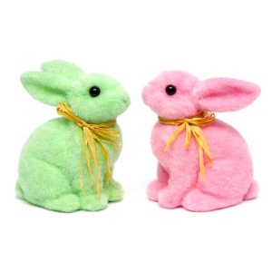 Set 2 iepurasi decorativi Bunny Duo, roz si verde, 15x13 cm - Img 3