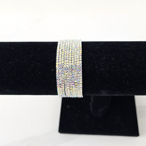 Set bratari elastice With Sparks, cu cristale artizanale, Argintiu-multicolor