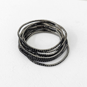 Set bratari elastice With Sparks, cu cristale artizanale, Negru/Argintiu