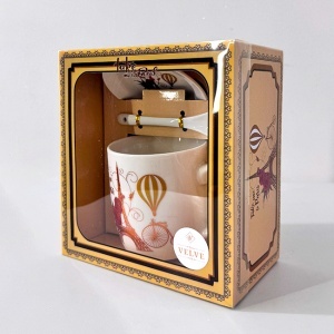 Set cana ceramica, farfurie si lingurita, Take me to Paris, ambalata in punga cu fereastra, 200ml - Img 3