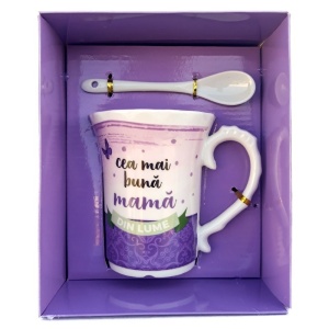 Set Cana ceramica si lingurita, cu mesaj pentru mama 2