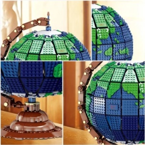 Set constructie Glob Pamantesc 3D rotativ 2494 piese, model Earth educativ si decorativ 14+ ani - Img 5