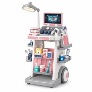 Set de joaca Dentist cu carucior medical mobil, 26 piese, lumini si sunete, roz, 3+ ani - Img 5