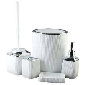 Set pentru baie Free Home - 5 piese, alb, accesorii moderne