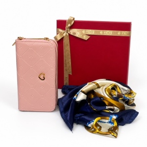 Set premium dama Romance Edition, cu portofel din piele eco roz si esarfa satinata, in cutie eleganta - Img 3