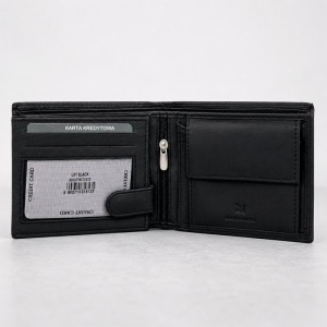 Set premium pentru barbati Beltimore, portofel compact și curea cu catarama automata, din piele naturala, in cutie eleganta, Negru - Img 7