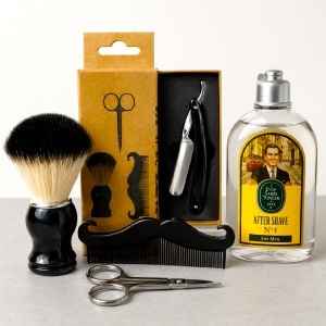 Set premium pentru barbierit Gentleman cu lotiune aftershave Eyüp Sabri Tuncer No. 4, kit complet de barbierit si set accesorii metalice, in punga eleganta - Img 6