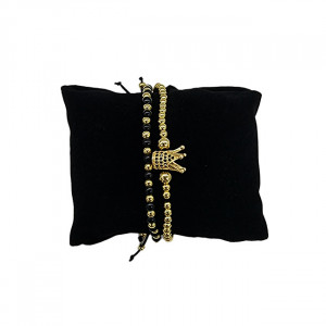 Set Queen, doua bratari unisex, cu bile din inox si cristale de zirconiu5