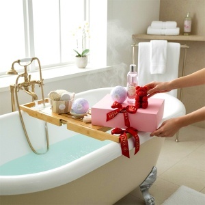 Set spa premium pentru femei cu gel de dus 250 ml, lumanare in forma de ursulet si accesorii baie - Img 3