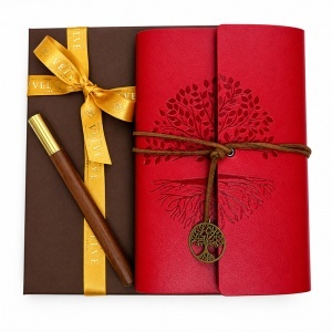 Set Tree of Life cu agenda vintage din piele ecologica si pix, in cutie eleganta - Img 3