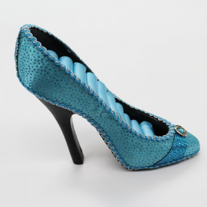 Suport Jewel Shoe, pentru bijuterii, sub forma de pantof, 14 cm, Albastru - Img 4