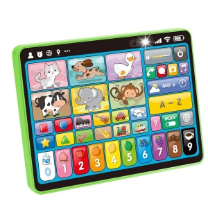 Tableta educationala bilingva pentru copii, Romana-Engleza, cu activitati interactive, cifre, litere, animale si sunete, Verde - Img 7