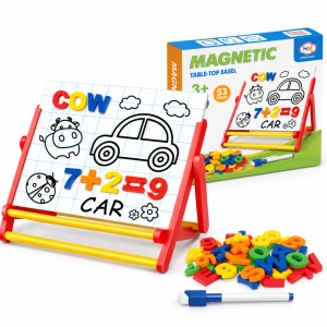 Tablita magnetica educativa cu suport, 53 piese, litere, cifre, simboluri si marker, multicolor, 3+ ani - Img 2