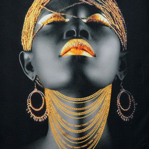 Tablou LED canvas Gold Chain cu leduri lumini 64 x 45 cm - Img 2