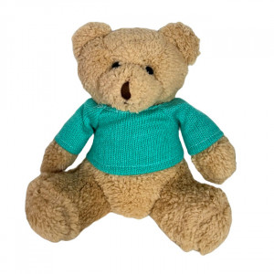 Ursulet de plus bej cu bluza albastra, 17cm