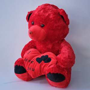 Ursulet de plus Big Heart, cu inima in nuante de negru si rosu, înălțime 63 cm, Rosu/Negru