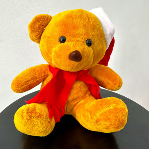 Ursulet de plus Criss, cu fular, caciula si sunete, inaltime 17 cm, Portocaliu 3