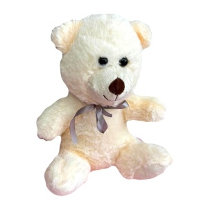 Ursulet de pluș Polo, cu papion, Inaltime 25 cm, Crem