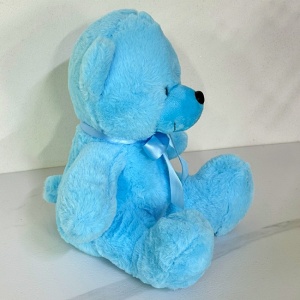 Ursulet de plus Tobi, cu papion, Inaltime 24 cm, Albastru