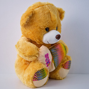 Ursulet de plus Twinkle, cu inimioara, inaltime 37 cm, Maro Deschis