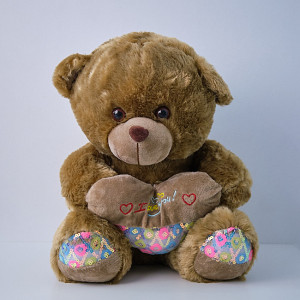 Ursulet de plus Twinkle, cu inimioara, inaltime 37 cm, Maro