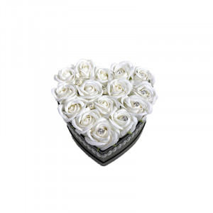 Aranjament floral Favourite Heart cutie inima cu 15 trandafiri sapun si cristale - Img 4